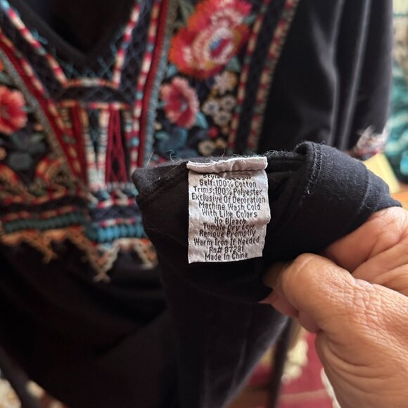 Johnny Was Black Embroidered Tunic Top - Picture 2 of 6